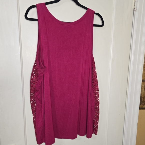 Lane Bryant Crochet Tank Burgundy  Shirt Size 18/20 - Picture 6 of 10